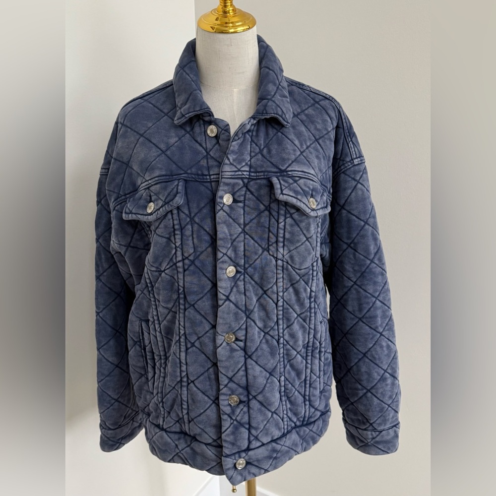 NWT Forever 21 Premium Label Quilted Blue Coat Size M